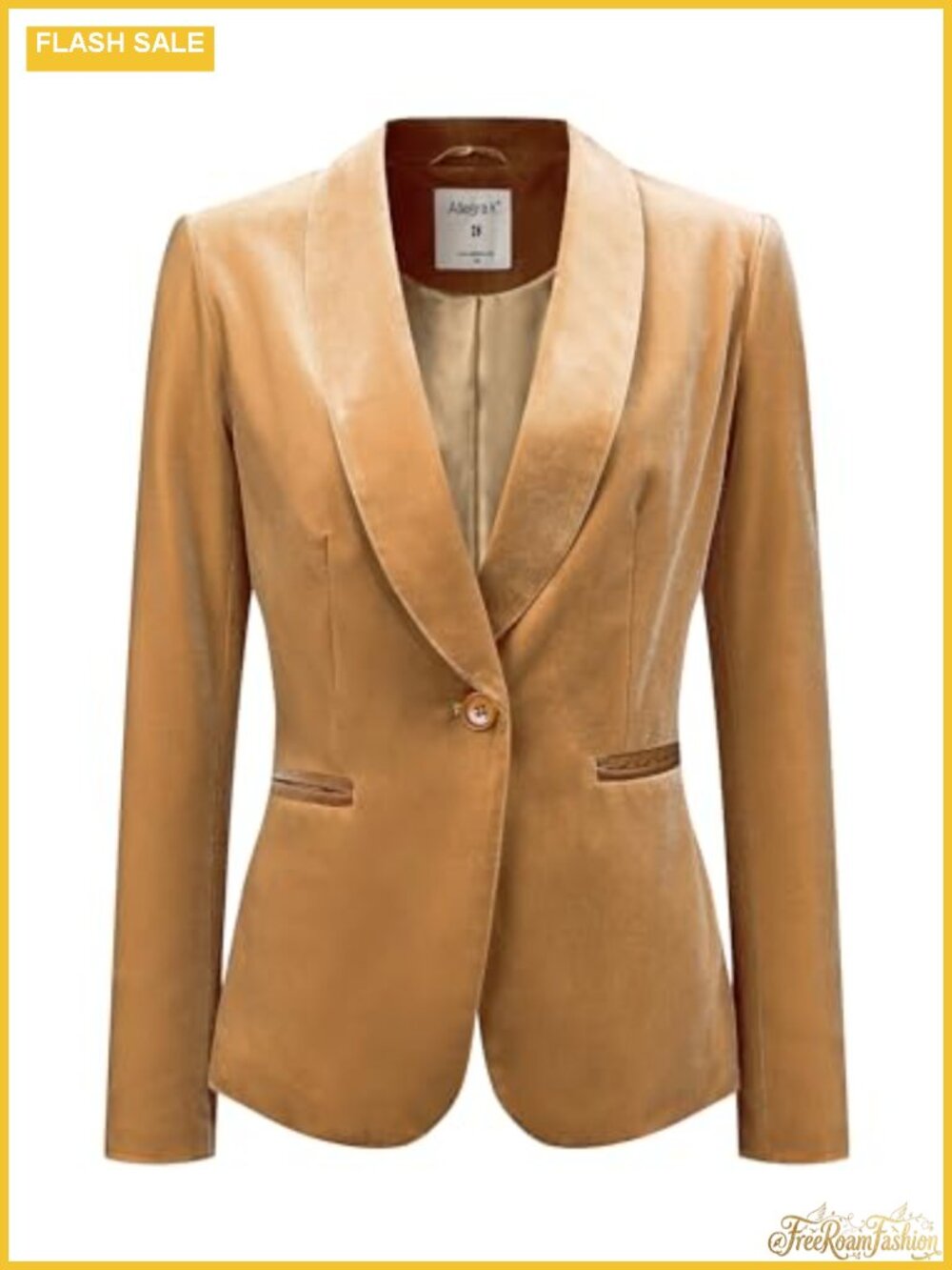 Velvet Shawl Collar 1 Button Office Blazer Coat Lined Regular Fit